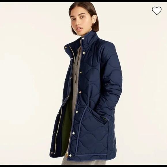 J. CREW Quilted Cocoon Puffer with PrimaLoft® Navy Long Pockets Small - Picture 6 of 13